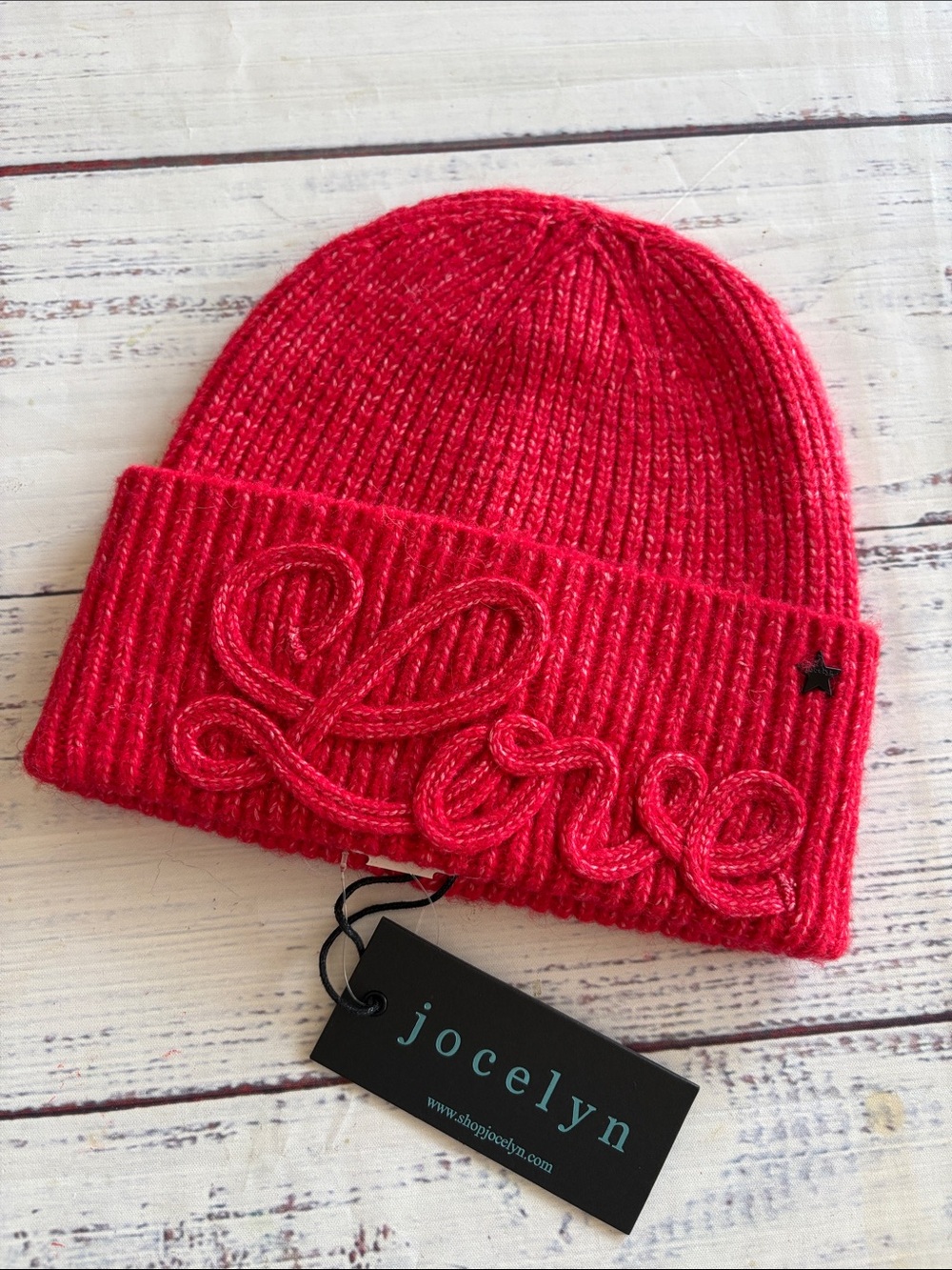 NWT JOCELYN Love Embroidered Knit Hat